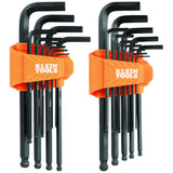 Klein Tools BLS22 22Piece Long BallEnd Hex Key Wrench Set, SAE and Metric, HeatTreated, LStyle, 1/16Inch to 3/8Inch and 1.