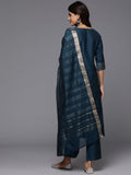 Libas Women'S Silk Blend Kurta Sets (Gs820_Blue_Xl)