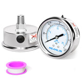 MEANLIN MEASURE 0~300Psi Liquid Filled Pressure Gauge Stainless Steel with 316 Stainless Steel Joint 1/4 NPT 2.5 FACE DIAL for A