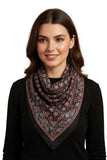 India Scarves Black & Maroon Ajrakh Hand Block Print Cotton Scarf | Traditional Geometric Print | 120105 Cm