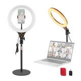 NEEWER Entry Level Version 10.5 Desk Ring Light with Stand/Phone Holder Compatible with iPhone/Remote, 10W CRI85+ LED Lighting f