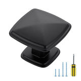 15 Pack Cabinet Pulls Single Hole Black Cabinet Handles Solid Suqare Drawer Pulls for Kitchen Cabinet Door Closet Door Cabinet P