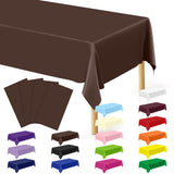 QZYL 4 PCS Plastic Table Cover, 54x108 Inches Waterproof Table Cover, Multiple Colors Brown Rectangle Tablecloth, Disposable Tab