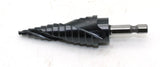 TEMO Black AITiN Coated M35 Cobalt Smooth Step Drill Spiral Flute Unibit, 12 Size from 3/16 Inch to 7/8 Inch, 1/4 Inch Hex Shank