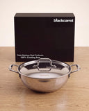 BLACKCARROT Tri Ply Stainless Steel Kadhai with Lid, 24 cm, 3 Litre