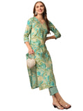 Gosriki Women'S Cotton Blend Straight Printed Kurta With Pant (Nissu Blue-Nh-Gs_Xl_Blue_X-Large),Blue,,B0D2NF57QX