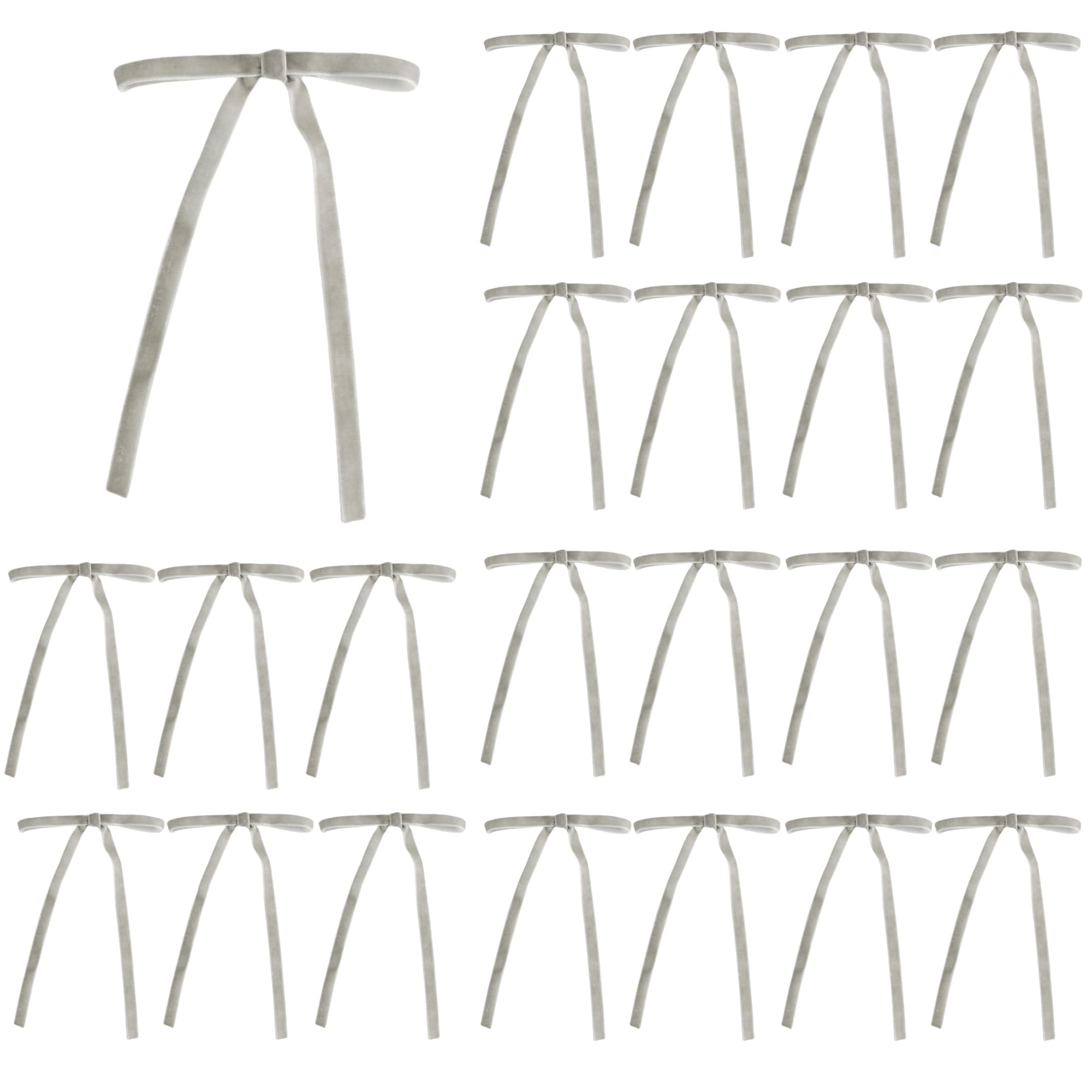 Meseey 30 Pcs Grey Velvet Christmas Bows 5 x 7 Inch Rustic Vintage Wedding Velvet Ribbon Gift Bows for Tree Wreath Garland Home 