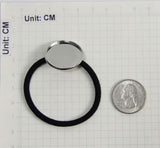 ALLinONE Hair Bands Hair Ties Cabochon Setting Frame Tray 25mm Round Bezel With Glass Domes For DIY craft (Silver)