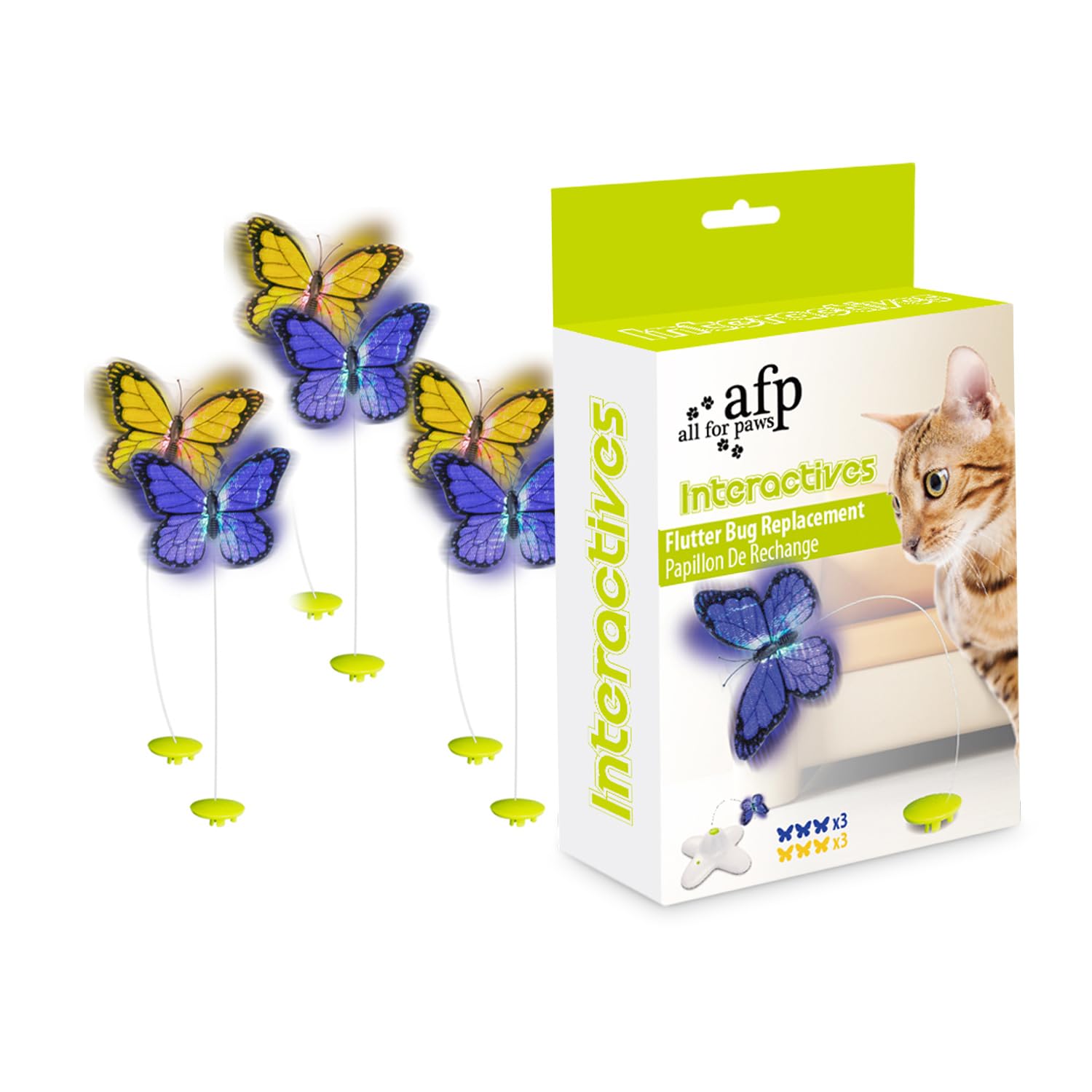 All for Paws Interactive Cat Butterfly Flutter Replacements Cat Fun Playing Toy, Re-Fill - 6 Pack