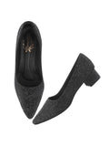 Shoetopia Embellished Shimmery Black Pumps For Women & Girls. /Eu40,Black,7,B0DFVF7STV