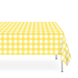 LIKAJON 6 Pack Yellow and White Checkered Tablecloth, Yellow Plastic Table Cloths for Parties Disposable, 54 x 108 inch Waterpro