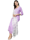Anni Designer Women'S Cotton Blend Straight Solid Kurta With Pant & Dupatta (Edda-Purple_Xxl_Purple_Xx-Large),Purple,2XL