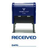 RECEIVED w/Date Line SelfInking Office Rubber Stamp (Blue) Medium
