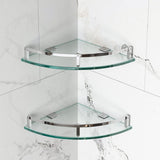WAKLOND Bathroom Shelves, Glass Shelf Wall Mounted Glass Corner Shower Shelf with 304 Stainless Steel Rail Glass Shelf for Bathr