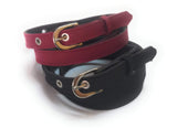 Generic Women Denim Material Jeans Belts Black And Maroon 2Pcs