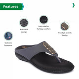 Ortho Joy Fancy Doctor Slippers | Stylish Chappal For Women | Comfortable Sandals For Womenstylish,Dark Grey,4,B0B15H9YF7