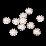 Calandis 10 Pieces Flower Shape Rhinestone Pearl Flatback Ons For Wedding Scrapbook Embellishment 13Mm