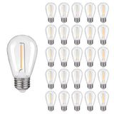 KGC 25 Pack 1W S14 Replacement LED Bulbs, 2200K Warm White Waterproof Outdoor String Lights Vintage LED Filament Bulb, Shatterpr