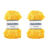 Buvemu Eyelash Fun Fur Yarn 100 Gram (3.53 Ounces) 175 Yards (160 Meters) (Yellow - 2 Skeins)
