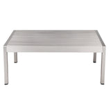 Benjara BM287719 Patio Cilo 32 Inch Outdoor Coffee Table, Gray Aluminum Frame, Rectangular Design