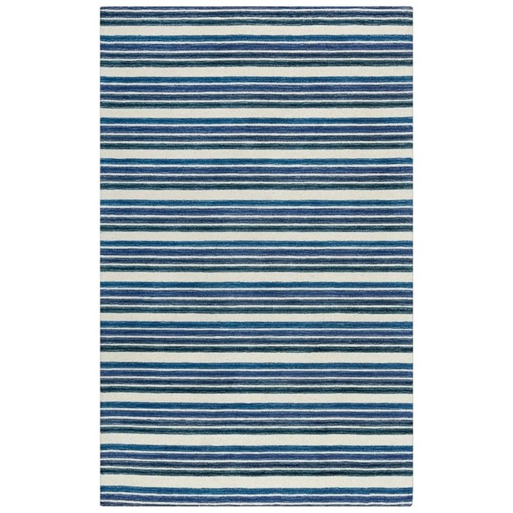 Alora Decor Rivera 8'9' X 11'9' Stripe Blue/Ivory Hand-Tufted Area Rug