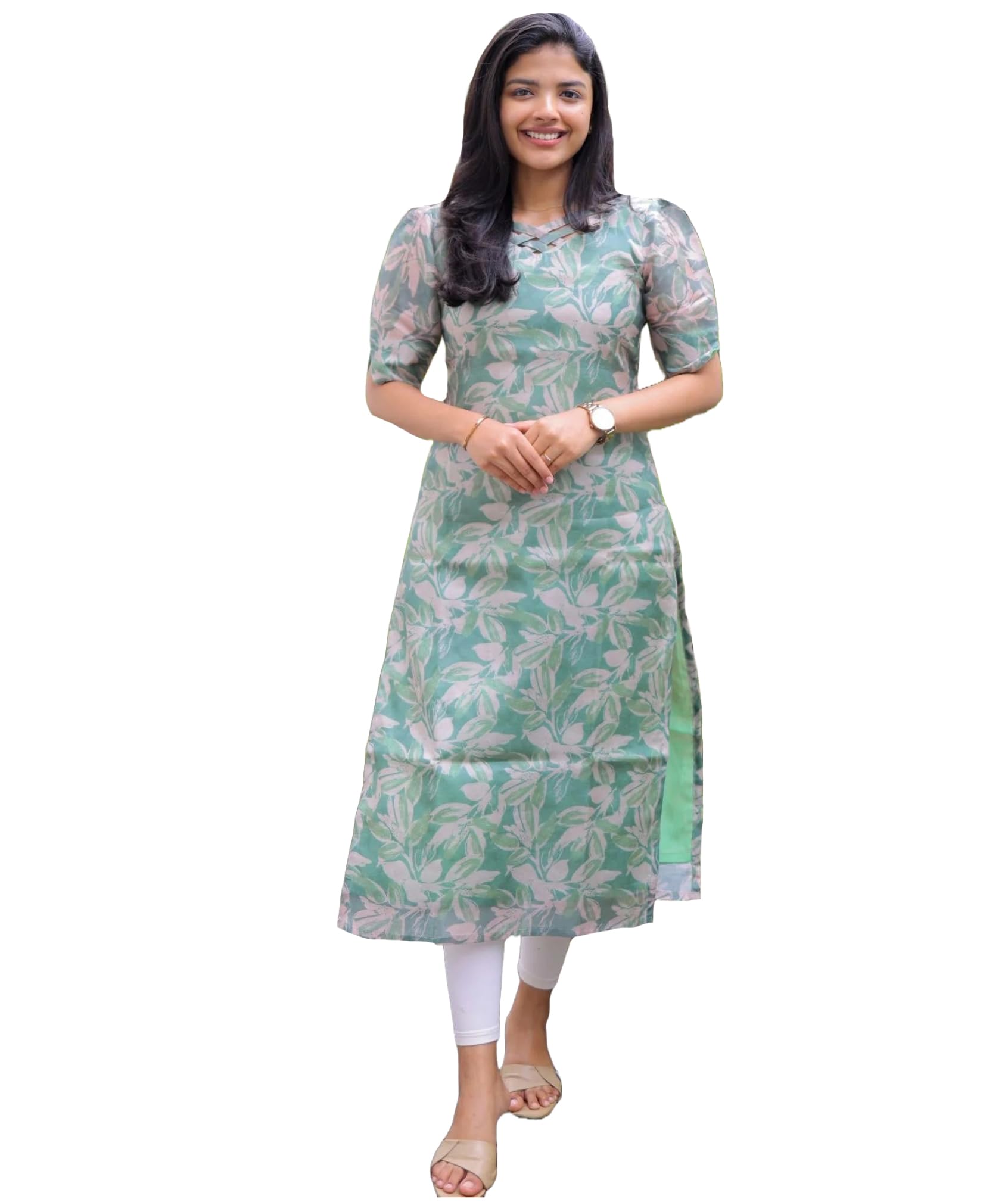 Anni Designer Women'S Viscose Chanderi Floral Straight Kurta (Godavari-Clrs_Green_Xx-Large),Green,2XL