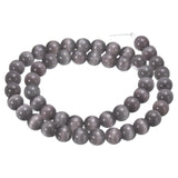 HARFINGTON 48pcs Black Gray Cat's Eye Stone Beads 8mm Round Smooth Gemstone Crystal Loose Bead for Jewelry Making Bracelets Neck