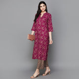 Gosriki Women'S Cotton Blend Straight Printed Kurta With Pant (Loribi Wine-Gs_Xxl_Wine_Xx-Large),Wine,2,B0D83QPZF3