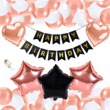 FI FLICK IN 47 Pcs Rose Gold Theme Birthday Decorations Glitter Star & Heart Foil for Decoration 16th Birthday Decorations for