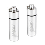 Macks Keychain Carrying Case, Aluminum, Waterproof Ear Plugs Holder 2 Pack (Silver)
