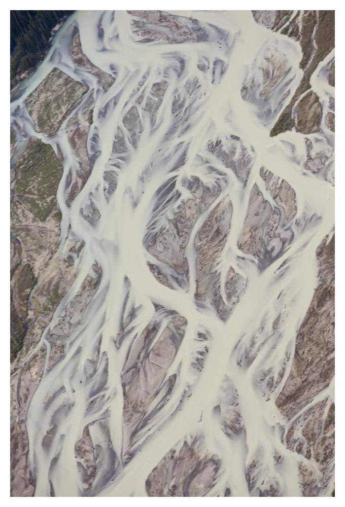 Cline River Showing Heavy Siltation And Braiding, Jasper National Park, Alberta, Canada-Paper Art-34,,X50,,