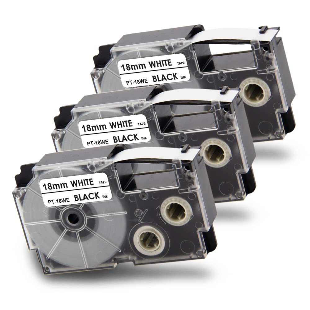 Pristar Compatible Label Tape Replacement for XR-18WE XR18WE for Casio Label Maker Tape 18mm 3/4 for Casio EZ Label Maker KL-7