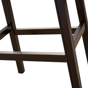 New Ridge Home Goods Julian 26In. Counter-Height Backless Wood Saddle-Seat Barstool, Espresso Frame With Tan Upholstered Seat