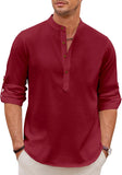 Zombom Mens Kurta || Chinese Collar Long Sleeve || Straight Hip Length Kurtas || Short Kurta for Men || For Festival || Function || Occasion Wear Fancy Kurta for || Best Gifts, Burgundy, L