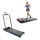 Treadmill Under Desk Walking Pad,2 in 1 Folding Treadmill for Home/Office with Remote Control and APP,Flag