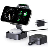 3 in 1 Wireless Charging Station for Apple Devices, Magnetic Foldable Travel Fast Charger Stand Compatible with MagSafe for iPho