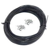 DGOL Soft Black Vinyl Coated 100 ft 304 Stainless Steel Cable Wire Rope 1/16 inch Core Diameter 3/64 inch with 20pcs Sleeves Sto