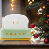 ipalmay Cute Toaster Night Light, Dimmable Bread Night Lamp USB Rechargeable, Auto-Off Bedside Sleep Lamp, Office Study Room Hom
