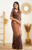 Shiv Textiles Womens Banarasi Silk Saree With Blouse Perfect For Every Occasion Brown