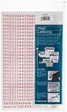 Chartpak SelfAdhesive Vinyl Numbers, 1/4 Inch High, Red, 718 per Pack (01102)