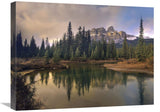 Castle Mountain And Boreal Forest Reflected In Lake, Alberta, Canada-Canvas Art-24X18