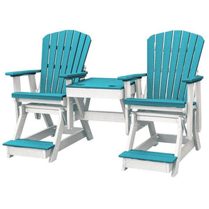 American Furniture Classics Balcony Height Table Double Glider, Aruba Blue On White