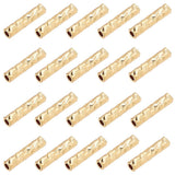 BENECREAT 100Pcs Real 18K Gold Plated Tube Beads, Carved Noodle Tube Beads Straight Spacer Beads 7x1.5mm for DIY Craft Bracelet 