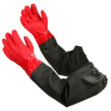 Altozor 25 Extra-Long Waterproof Gloves with Cotton Liner - Heavy Duty, Aquarium & Pond Cleaning, Seafood Working