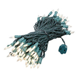 Novelty Lights 50 Feet 100 Bulbs Traditional Incandescent Mini Lights, Frosted on Green Wire with 6 Spacing, Commercial Grade an