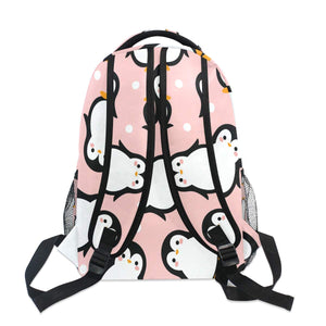 Cute Penguin Backpack for Boys Girls Kids Cartoon Pink Sea Animals Dots Student Bookbag School Bag 14 inch Laptop Backpacks Trav