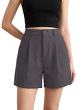 Greciilooks Shorts For Women High Waist Tailored Smart Casual Design | Pleated Twill Summer Shorts For Women With Belt Loops | K