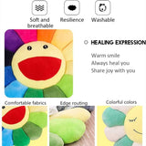 SNEPOO Smile Face Plush Rainbow Pillow, Sunflower Indie Decor Plush Pillow Soft & Comfortable Flower Floor Pillow for Home Readi