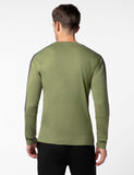 FYLTR Men's Casual Drop Shoulder Full Sleeve T-Shirt with Knitted Tape Sleeve Detail,Oceanic Olive