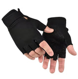 SUJAYU Fingerless Gloves - Tactical, Airsoft & Biking Gloves for Men & Women (Black, Large)